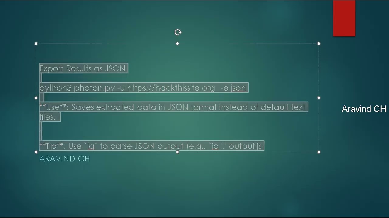 photon Export Results as JSON   Lesson 19