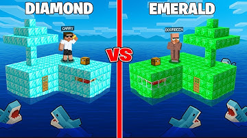 Carry and Doorbin: EMERALD vs DIAMOND Sea Block Battle in Minecraft..