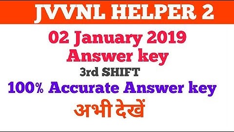 JVVNL HELPER 2 2 January 2019 2nd shift/ Answer key//JVVNL HELPER 2 analysis
