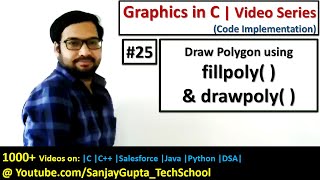 25 Graphics in C | Draw polygon using drawpoly( ) and fillpoly( ) in turbo c | by Sanjay Gupta screenshot 4