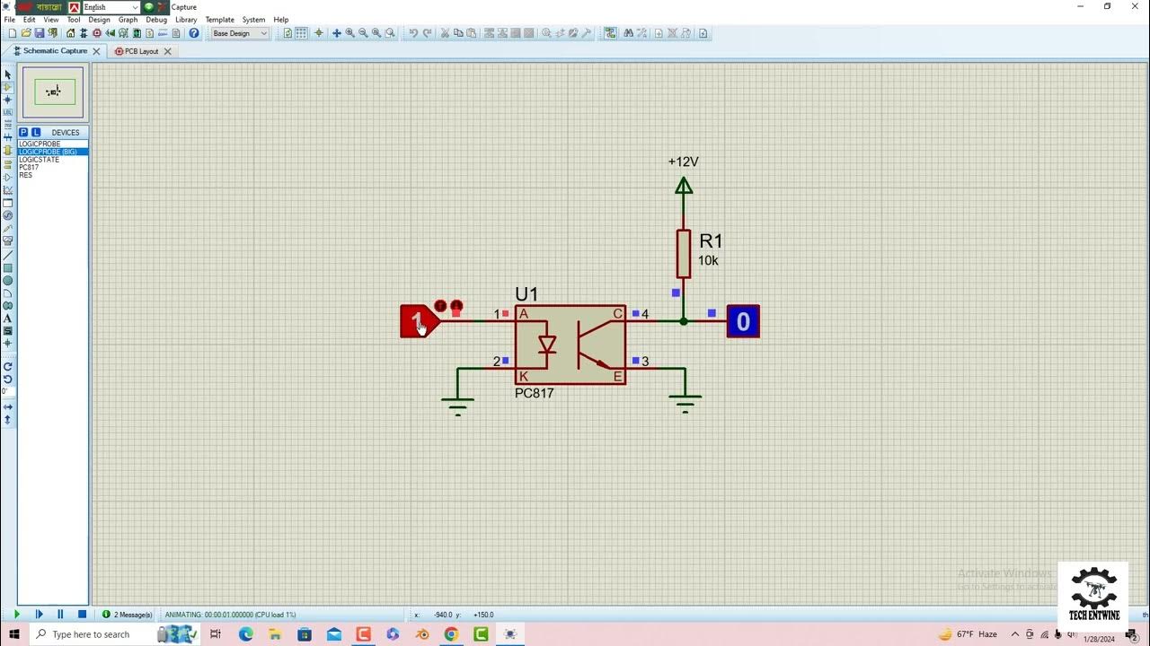 Proteus For beginners Tutorial#5 - PC817 Opto-Coupler Circuit - YouTube