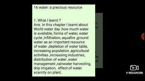 class 7 science chapter 16 water :a precious resource
