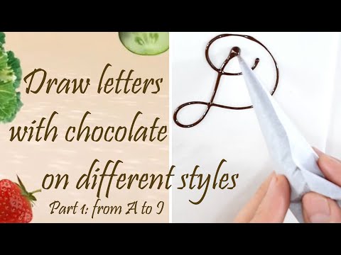 Learn how to draw the letters with chocolate on different styles on your cakes  Part 1 from A to I