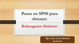 SPSS-Prueba de Kolmogorov Smirnov