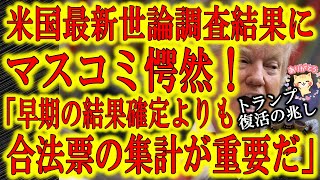 【米国最新世論調査結果にマスコミ愕然！】アメリカ人の85%が「米大統領選挙の結果の早期確定よりも不正票を除いた集計が重要」と回答した！マスコミよ！バイデンを連呼するのではなく、合法票の再集計を叫べ！