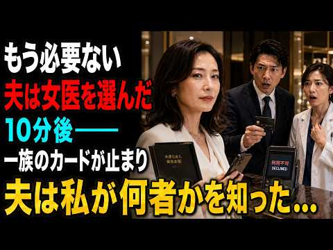 「『君はもう必要ない。医者の彼女となら、もっと幸せになれる。』そう笑って離婚した元夫――。十分後、一族のブラックカードが一斉に止まり、彼は初めて私の本当の役目を知った……。」