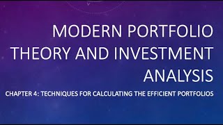 MPT Ch4  Techniques for calculating EF
