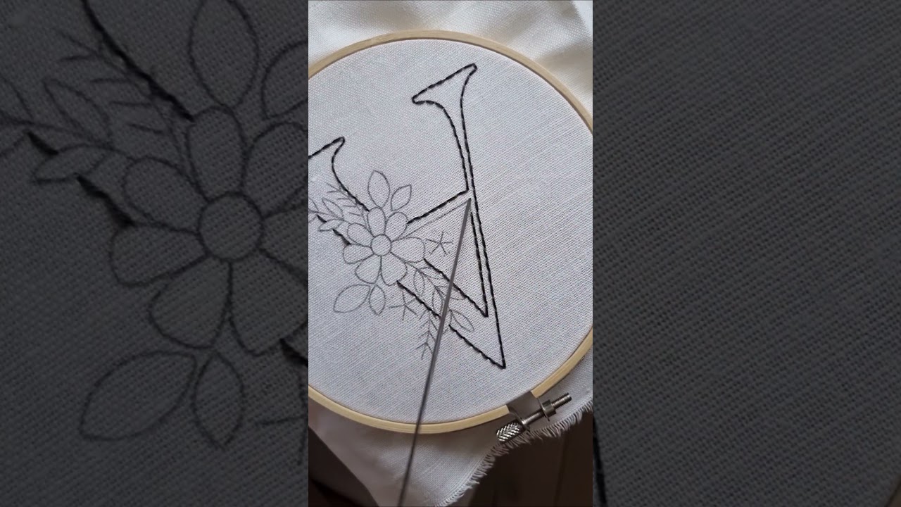 Stitching the letter A with back stitch 
