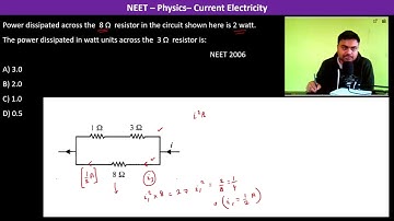 Power dissipated across the  8 Ω  resistor in the circuit shown here is 2 watt. The power dissipated