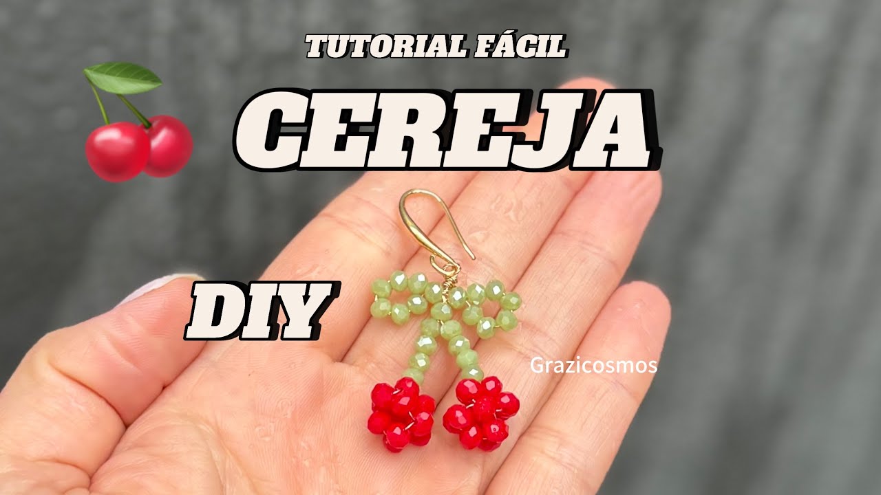 CEREJA TUTORIAL DIY FÁCIL - easy cherry pendant #diycrafts #miçangas #beads