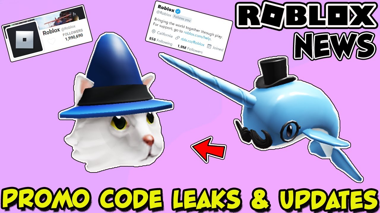 Roblox News New Promo Code Dapper Narwhal Shoulder Pal Leak White Cat Wizard Update Youtube - roblox cat hat promo code