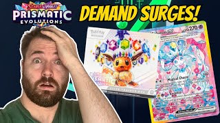 De vraag naar Prismatic Evolutions stijgt explosief nu de herdrukken in de winkels liggen.