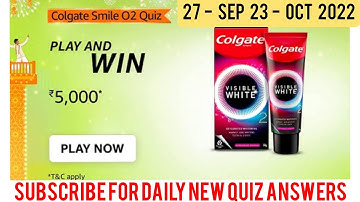 Amazon Collgate Smile O2 Quiz Answers Today | Win 5,000 Amazon Pay Balance | Amazon Quiz Today