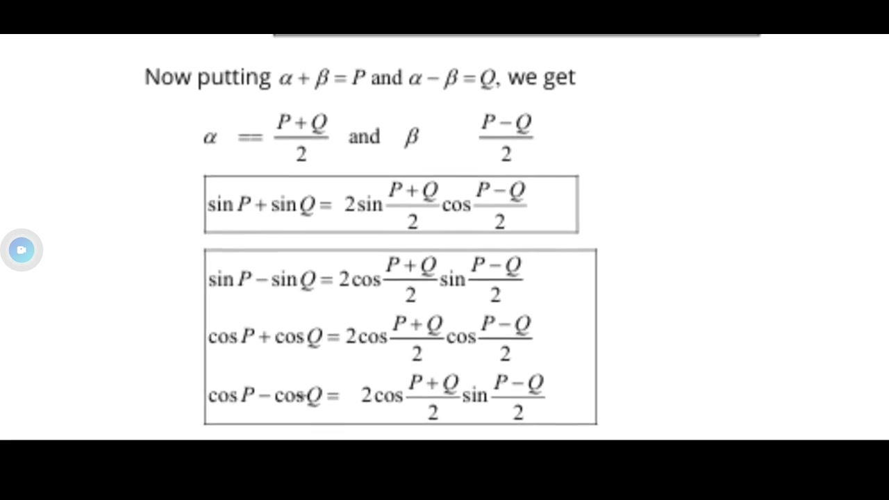 Sum difference and product of sine and cosine - YouTube