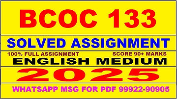 bcoc 133 solved assignment 2025 | bcoc 133 solved assignment in english 2025 | bcoc 133 2024-25