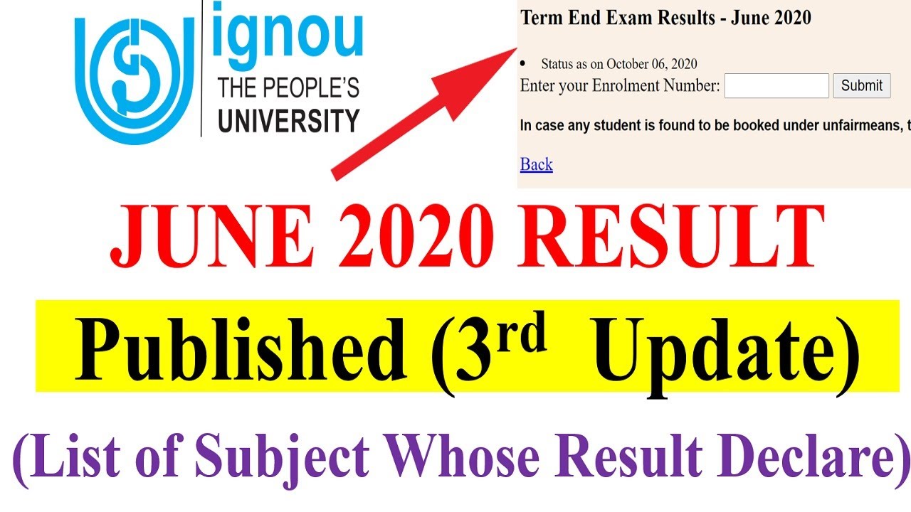 [3rd Update] IGNOU JUNE/Sept. 2020 EXAM RESULT 3rd UPDATE PUBLISHED || Check Your Result Now
