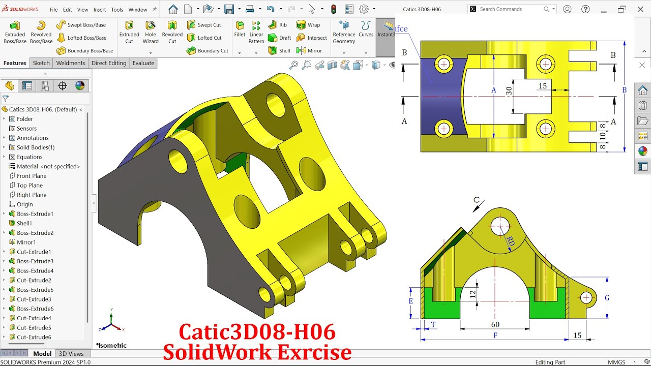 ソリッドワークス SolidWorks Complex Exercise Catics3D08-H06 - YouTube
