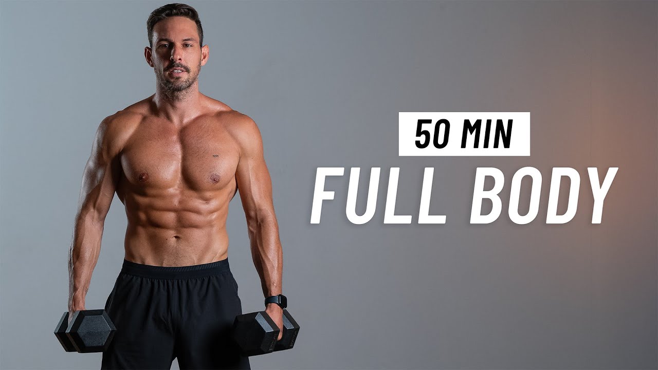 50 Min Full Body Dumbbell Workout At Home - Build Muscle - YouTube