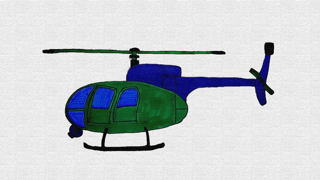 Детский рисунок вертолет военный