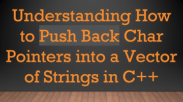 Understanding How to Push Back Char Pointers into a Vector of Strings in C+ +