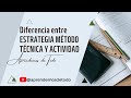 Diferencia entre ESTRATEGIA MÉTODO TÉCNICA Y ACTIVIDAD