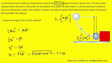 A steel ball of mass 0.500 kg is fastened to a cord that is 70.0 cm long and fixed at the far end. T