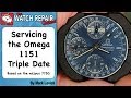 Service Omega Speedmaster 1151 Triple Date reconfiguration. Valjoux 7750. Watch repair tutorials