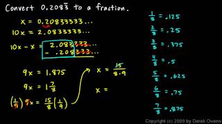Algebra 1  11.2ex - Converting a Repeating Decimal Example