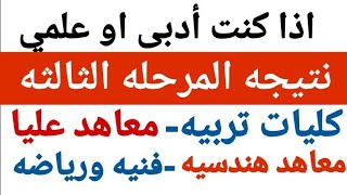 نتيجه تنسيق كليات المرحله الثالثه2022/أمتي ظهور نتيجه تنسيق المرحله الثالثه/الكليات والمعاهد المتاحة