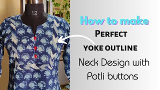 👉Easy Kurti Front Neck Design For Beginners/ Potli Buttons Kurti neck