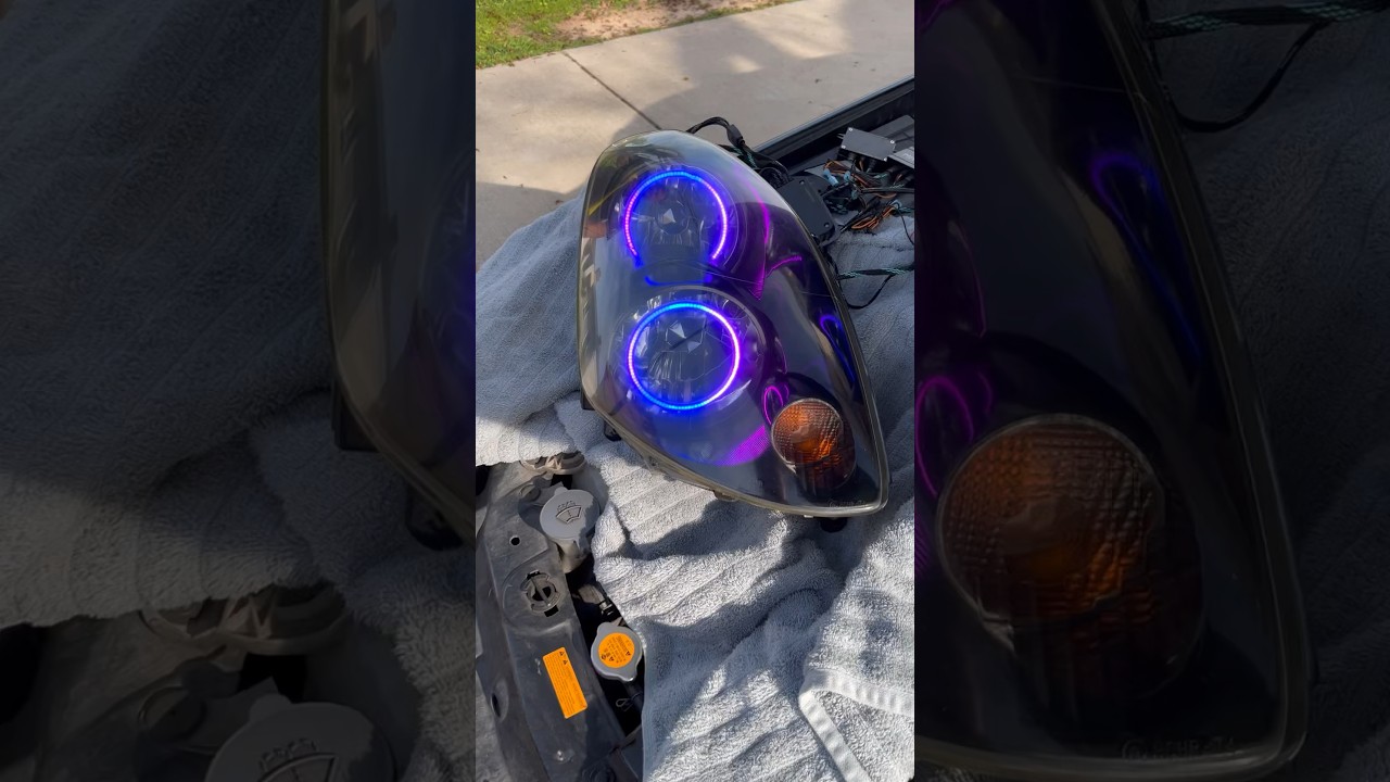 30second G35 headlight retrofit. Dual 110mm 