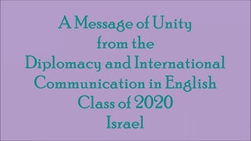 Message of Unity from Diplomacy 2020