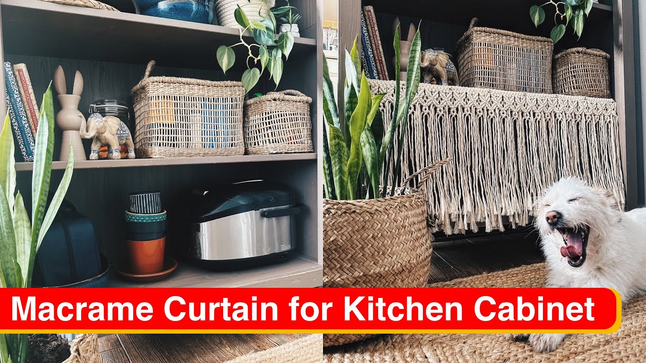 Macrame Kitchen DIY: Tutorial Macrame Curtain for Kitchen Cabinet - YouTube