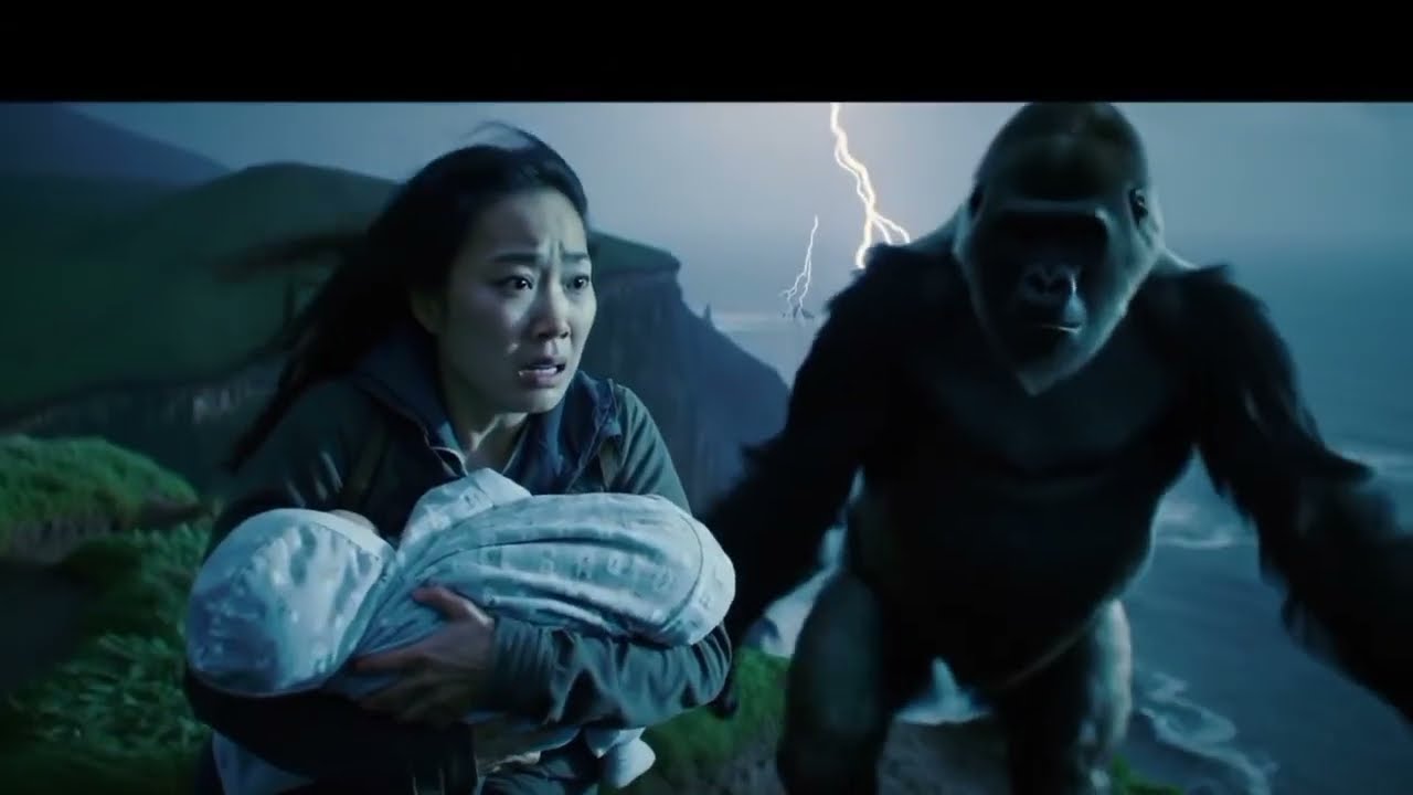 Gorilla help the mother 