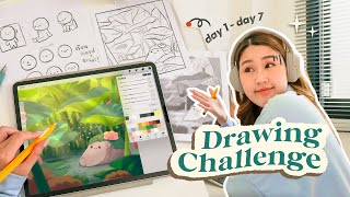 (cc) Drawing Challenge🎨 Learn drawing 7 days in a row, how improved my skill is?! Peanut Butter
