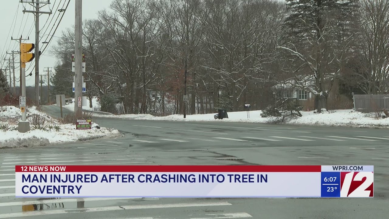 Man injured after crashing into tree in Coventry - YouTube