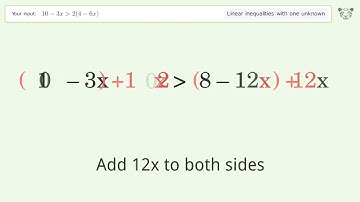Solving Linear Inequalities: 10-3x is Greater Than 2(4-6x)
