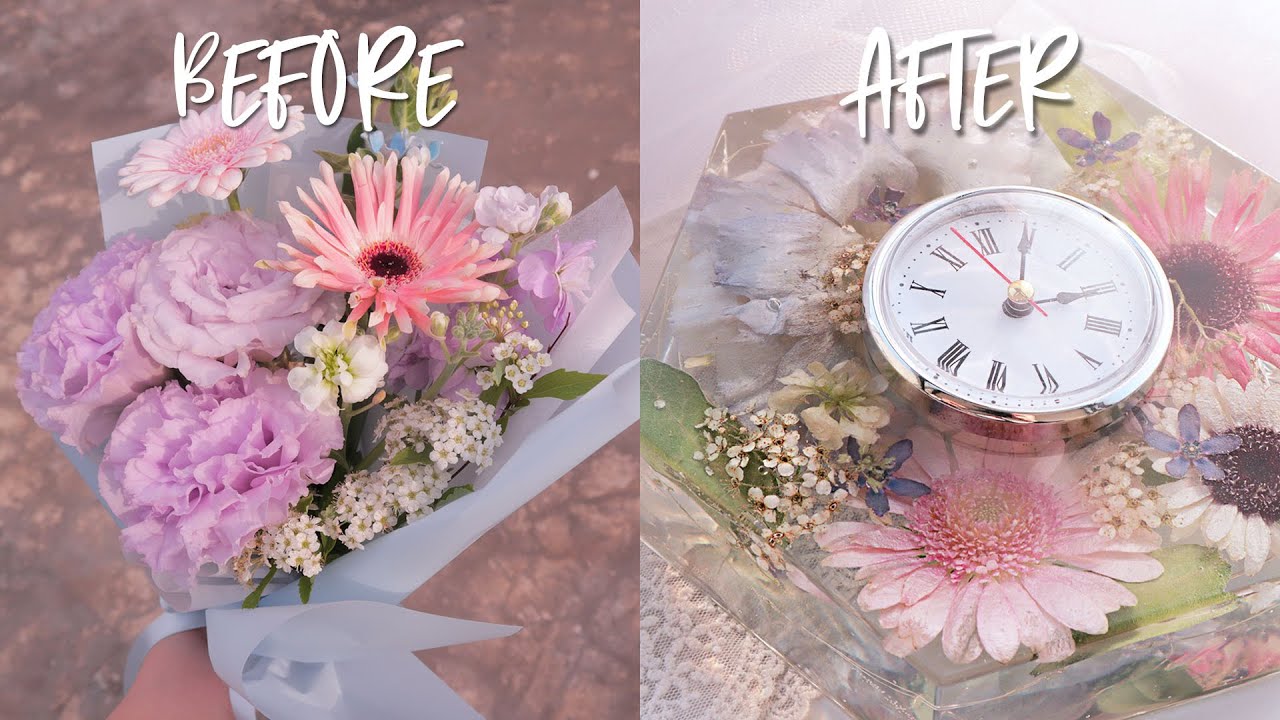 (eng)생화 느낌 그대로💐꽃다발이 감성 뿜뿜 인테리어 시계로 변신!(feat.드라이플라워 만드는 법)