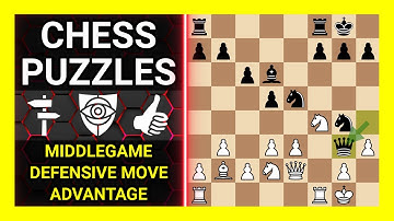 Chess Puzzles to Practice. Themes: Middlegame, Defensive move, Advantage. Learn Chess