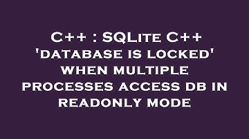 C++ : SQLite C++ 