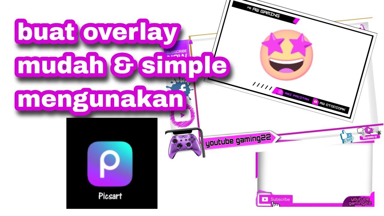 PicsArt Photo Editing(tutorial gampang dan simple membuat overlay live streaming gaming)