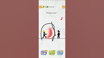 Draw 2 Save Level 45 Protect him? Stickman Puzzle Brain Train Gameplay Short Video #45th #draw2save