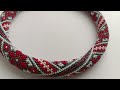 Beaded rope necklace, ukrainian style ethnic work