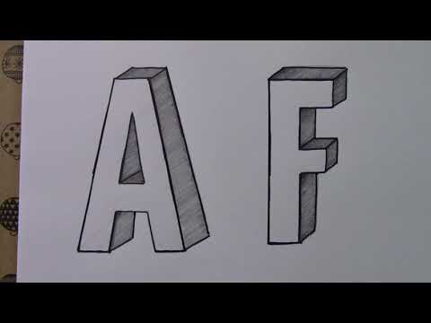 Kolay 3 Boyutlu A ve F Harfi Çizimi (İstek Harf) - Easy 3D A and F Letter Drawing