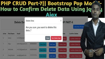 PHP CRUD Part-7(Bootstrap pop-up modal)- How to Confirm Delete Data Using Jquery Ajax|| #php