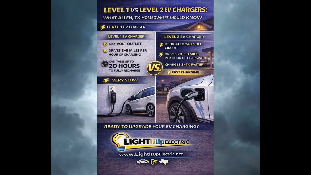 EV charger installation in Allen, TX, trust the licensed electricians at Light It Up Electric.