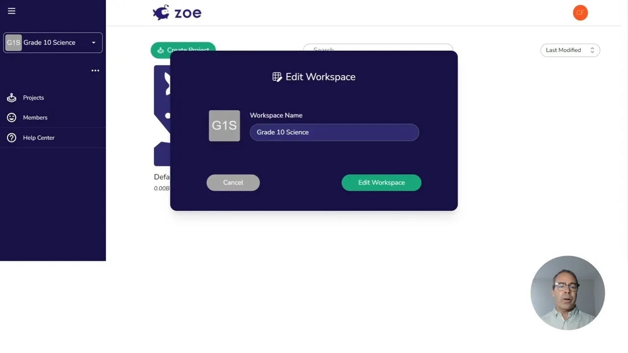 Web Dashboard - Workspaces - Editing A Workspace