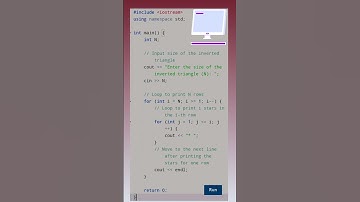 Print an inverted right-angled triangle pattern of *. / Inverted Right-Angled Triangle Pattern / Cpp
