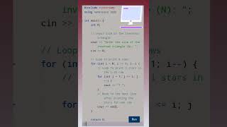 Print an inverted right-angled triangle pattern of *. / Inverted Right-Angled Triangle Pattern / Cpp