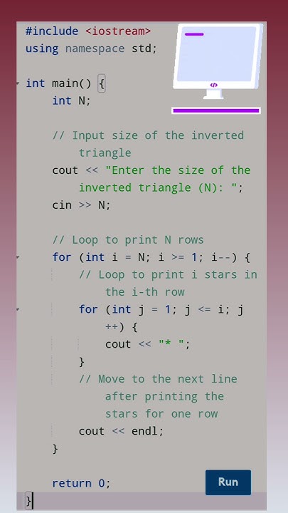 Print an inverted right-angled triangle pattern of *. / Inverted Right ...
